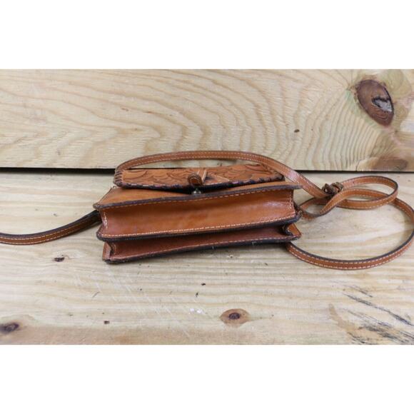 Patricia Nash Handbag Crossbody Tooled Rose Brown Italian Leather Lanza No Clasp - Picture 3 of 14